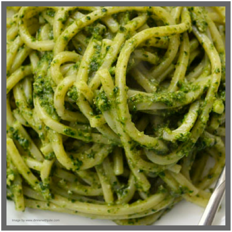 Pesto on noodles 